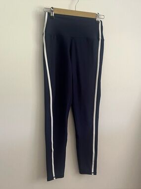 YPB Navy Leggings with White Side Stripe
